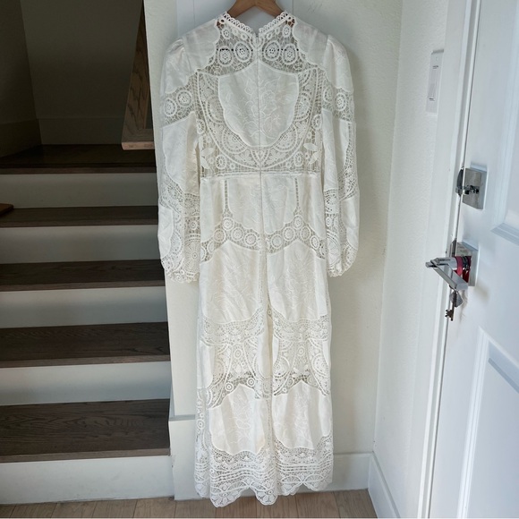 Zimmermann Bonita Crochet-Paneled Embroidered Linen And Cotton-Blend Midi Dress - Picture 4 of 12
